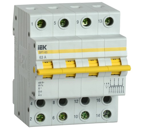Выключатель-разъединитель трехпозиционный  Iek MPR10-4-063 Выключатель-разъединитель трехпозиционный ВРТ-63 4P 63А