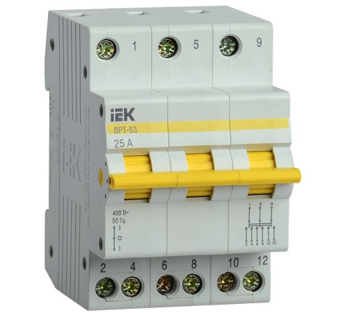 Выключатель-разъединитель трехпозиционный 3п ВРТ-63 25А ИЭК MPR10-3-025