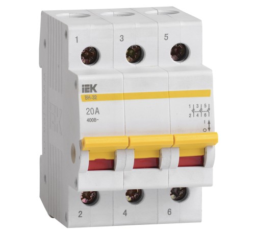Выключатель нагрузки (мини-рубильник) Iek MNV10-3-020 ВН-32 3Р  20А ИЭК