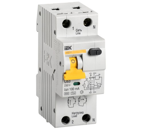 Iek MAD22-5-063-C-100 АВДТ 32 C63 100мА - Автоматический Выключатель Дифф. тока Iek MAD22-5-063-C-100 АВДТ 32 C63 100мА - Автоматический Выключатель Дифф. тока