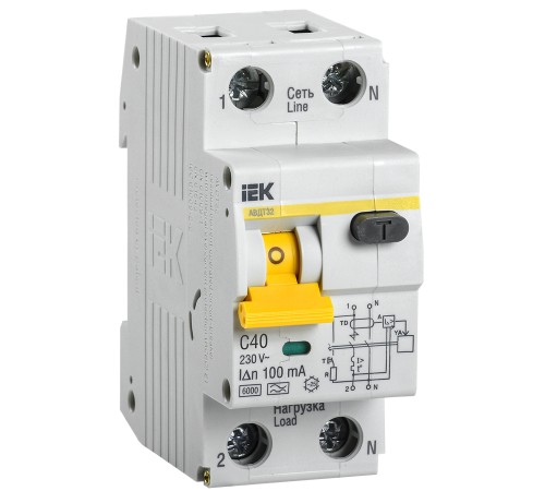 Iek MAD22-5-040-C-100 АВДТ 32 C40 100мА - Автоматический Выключатель Дифф. тока Iek MAD22-5-040-C-100 АВДТ 32 C40 100мА - Автоматический Выключатель Дифф. тока