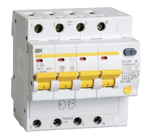 Iek MAD10-4-032-C-100 Диф.автомат АД14 4Р 32А 100мА ИЭК Iek MAD10-4-032-C-100 Диф.автомат АД14 4Р 32А 100мА ИЭК