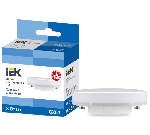 Iek LLE-T80-8-230-65-GX53 Лампа светодиодная ECO T75 таблетка 8Вт 230В 6500К GX53 IEK Iek LLE-T80-8-230-65-GX53 Лампа светодиодная ECO T75 таблетка 8Вт 230В 6500К GX53 IEK