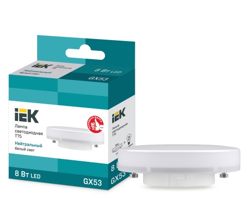 Iek LLE-T80-8-230-40-GX53 Лампа светодиодная ECO T75 таблетка 8Вт 230В 4000К GX53 IEK Iek LLE-T80-8-230-40-GX53 Лампа светодиодная ECO T75 таблетка 8Вт 230В 4000К GX53 IEK