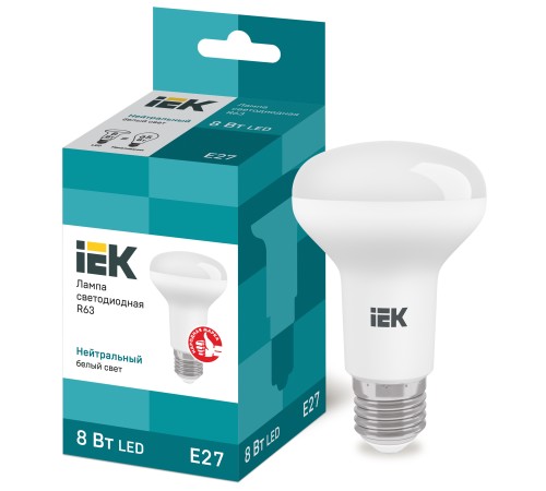 Iek LLE-R63-8-230-40-E27 Лампа светодиодная ECO R63 рефлектор 8Вт 230В 4000К E27 IEK Iek LLE-R63-8-230-40-E27 Лампа светодиодная ECO R63 рефлектор 8Вт 230В 4000К E27 IEK