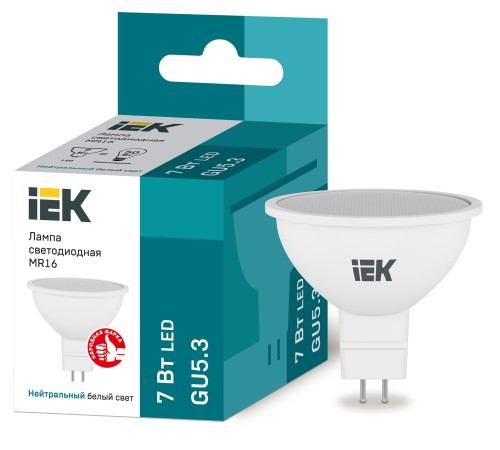 Iek LLE-MR16-7-230-40-GU5 Лампа светодиодная ECO MR16 софит 7Вт 230В 4000К GU5.3 IEK Iek LLE-MR16-7-230-40-GU5 Лампа светодиодная ECO MR16 софит 7Вт 230В 4000К GU5.3 IEK