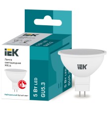 Iek LLE-MR16-5-230-40-GU5 Лампа светодиодная ECO MR16 софит 5Вт 230В 4000К GU5.3 IEK
