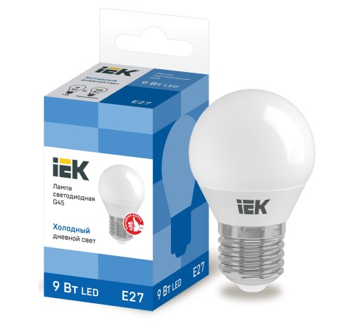 Iek LLE-G45-9-230-65-E27 Лампа светодиодная ECO G45 шар 9Вт 230В 6500К E27 Iek LLE-G45-9-230-65-E27 Лампа светодиодная ECO G45 шар 9Вт 230В 6500К E27