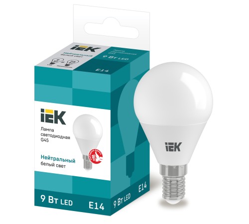 Iek LLE-G45-9-230-40-E14 Лампа светодиодная ECO G45 шар 9Вт 230В 4000К E14 Iek LLE-G45-9-230-40-E14 Лампа светодиодная ECO G45 шар 9Вт 230В 4000К E14