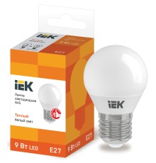 Iek LLE-G45-9-230-30-E27 Лампа светодиодная ECO G45 шар 9Вт 230В 3000К E27
