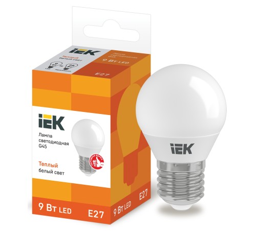 Iek LLE-G45-9-230-30-E27 Лампа светодиодная ECO G45 шар 9Вт 230В 3000К E27 Iek LLE-G45-9-230-30-E27 Лампа светодиодная ECO G45 шар 9Вт 230В 3000К E27