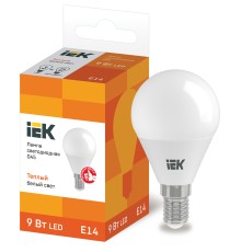 Iek LLE-G45-9-230-30-E14 Лампа светодиодная ECO G45 шар 9Вт 230В 3000К E14