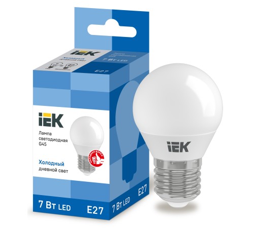 Iek LLE-G45-7-230-65-E27 Лампа светодиодная ECO G45 шар 7Вт 230В 6500К E27 IEK Iek LLE-G45-7-230-65-E27 Лампа светодиодная ECO G45 шар 7Вт 230В 6500К E27 IEK