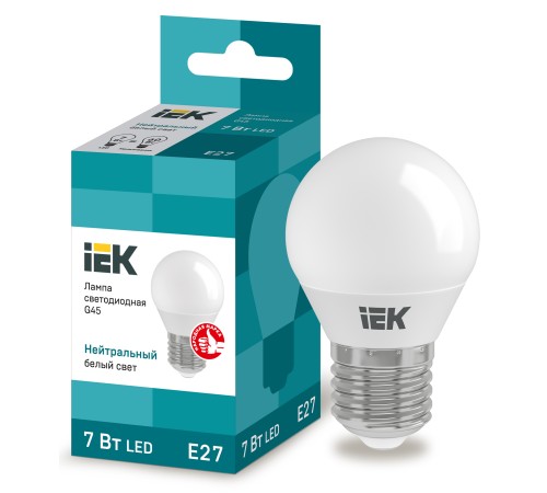 Iek LLE-G45-7-230-40-E27 Лампа светодиодная ECO G45 шар 7Вт 230В 4000К E27 IEK Iek LLE-G45-7-230-40-E27 Лампа светодиодная ECO G45 шар 7Вт 230В 4000К E27 IEK