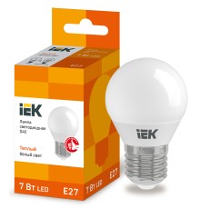 Iek LLE-G45-7-230-30-E27 Лампа светодиодная ECO G45 шар 7Вт 230В 3000К E27 IEK