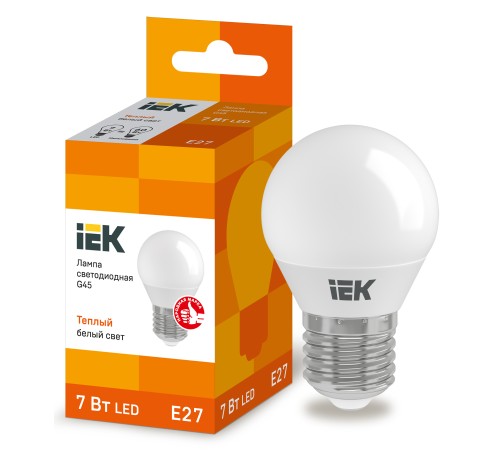 Iek LLE-G45-7-230-30-E27 Лампа светодиодная ECO G45 шар 7Вт 230В 3000К E27 IEK Iek LLE-G45-7-230-30-E27 Лампа светодиодная ECO G45 шар 7Вт 230В 3000К E27 IEK