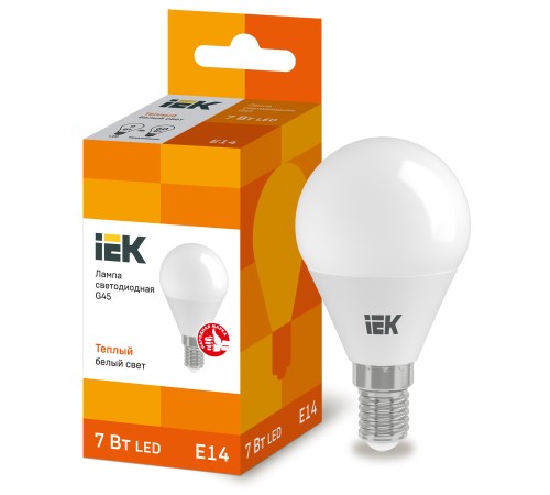 Iek LLE-G45-7-230-30-E14 Лампа светодиодная ECO G45 шар 7Вт 230В 3000К E14 IEK Iek LLE-G45-7-230-30-E14 Лампа светодиодная ECO G45 шар 7Вт 230В 3000К E14 IEK