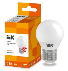Iek LLE-G45-5-230-30-E27 Лампа светодиодная ECO G45 шар 5Вт 230В 3000К E27 IEK