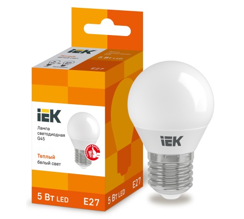 Iek LLE-G45-5-230-30-E27 Лампа светодиодная ECO G45 шар 5Вт 230В 3000К E27 IEK Iek LLE-G45-5-230-30-E27 Лампа светодиодная ECO G45 шар 5Вт 230В 3000К E27 IEK