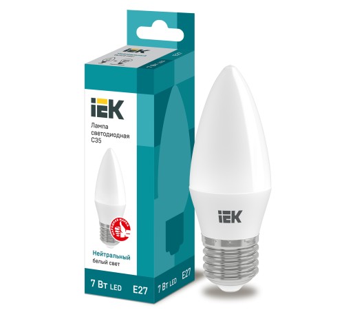 Iek LLE-C35-7-230-40-E27 Лампа светодиодная ECO C35 свеча 7Вт 230В 4000К E27 IEK Iek LLE-C35-7-230-40-E27 Лампа светодиодная ECO C35 свеча 7Вт 230В 4000К E27 IEK
