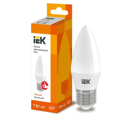 Iek LLE-C35-7-230-30-E27 Лампа светодиодная ECO C35 свеча 7Вт 230В 3000К E27 IEK Iek LLE-C35-7-230-30-E27 Лампа светодиодная ECO C35 свеча 7Вт 230В 3000К E27 IEK