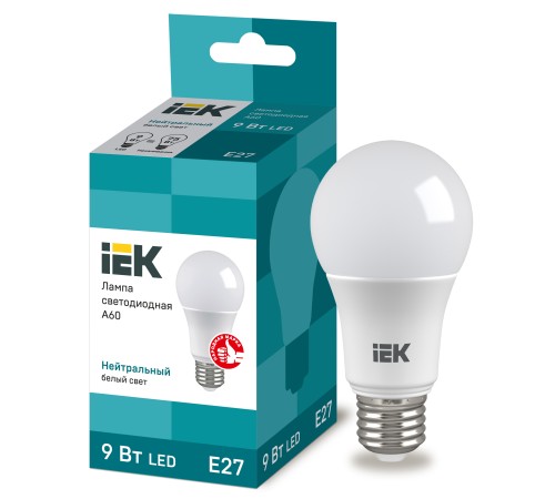 Iek LLE-A60-9-230-40-E27 Лампа светодиодная ECO A60 шар 9Вт 230В 4000К E27 IEK Iek LLE-A60-9-230-40-E27 Лампа светодиодная ECO A60 шар 9Вт 230В 4000К E27 IEK
