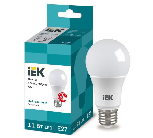 Iek LLE-A60-11-230-40-E27 Лампа светодиодная ECO A60 шар 11Вт 230В 4000К E27 IEK Iek LLE-A60-11-230-40-E27 Лампа светодиодная ECO A60 шар 11Вт 230В 4000К E27 IEK