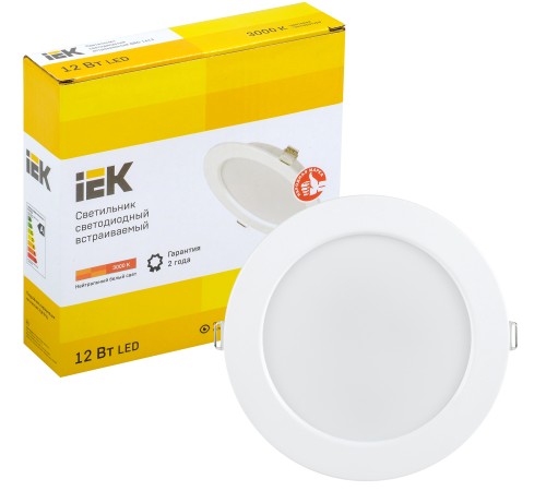 Iek LDVO0-1613-12-3000-K01 Светильник LED ДВО 1613 белый круг 12Вт 3000К IP20 {пластик. корпус, диам 145 мм}