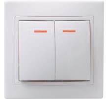 Iek EVK21-K01-10-DM ВС10-2-1-КБ Выключатель 2кл с инд. 10А КВАРТА (белый)