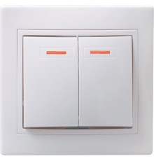 Iek EVK21-K01-10-DM ВС10-2-1-КБ Выключатель 2кл с инд. 10А КВАРТА (белый)