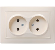 Iek ERK23-K33-10-DM РС12-2-ККм Розетка 2местн. без з/к без защ.штор. 10А КВАРТА (кремовый)