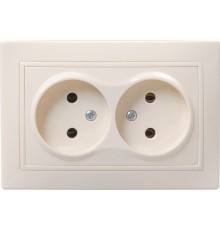 Iek ERK23-K33-10-DM РС12-2-ККм Розетка 2местн. без з/к без защ.штор. 10А КВАРТА (кремовый)