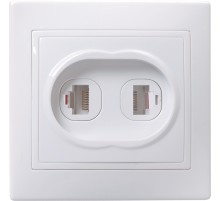 Iek EIK10-K01-DM 	РК/Т12-КБ Розетка 2местн. комп. и телеф. КВАРТА (белый)