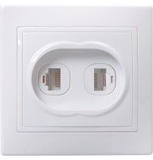 Iek EIK10-K01-DM 	РК/Т12-КБ Розетка 2местн. комп. и телеф. КВАРТА (белый)