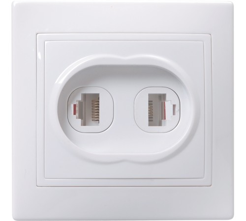Iek EIK10-K01-DM 	РК/Т12-КБ Розетка 2местн. комп. и телеф. КВАРТА (белый)
