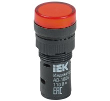Лампа AD16DS LED матрица d16мм красный 24В AC/DC
