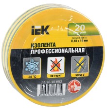 Iek UIZ-20-10-K52 Изолента 0,18х19 мм желто-зеленая 20 метров ИЭК