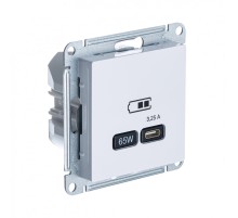 ATLASDESIGN USB РОЗЕТКА тип-C 65W высокоскор.заряд. QC, PD, механизм, БЕЛЫЙ