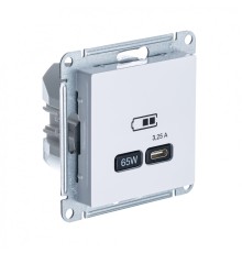 ATLASDESIGN USB РОЗЕТКА тип-C 65W высокоскор.заряд. QC, PD, механизм, БЕЛЫЙ
