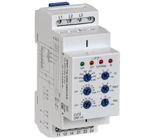 Реле фаз ORF-10 3ф 2 конт. 220-460В AC ONI ORF-10-220-460VAC
