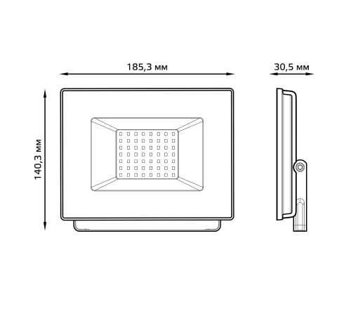 GAUSS 613100350P Прожектор светодиодный ДО-50Вт 4500 Лм 6500К IP65 200-240 В PROMO черный LED Elementary