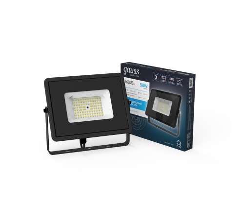 Прожектор светодиодный LED ДО 50 Вт 6000 Лм 6500К IP65 223х28х188 мм Qplus Gauss Gauss 613511350