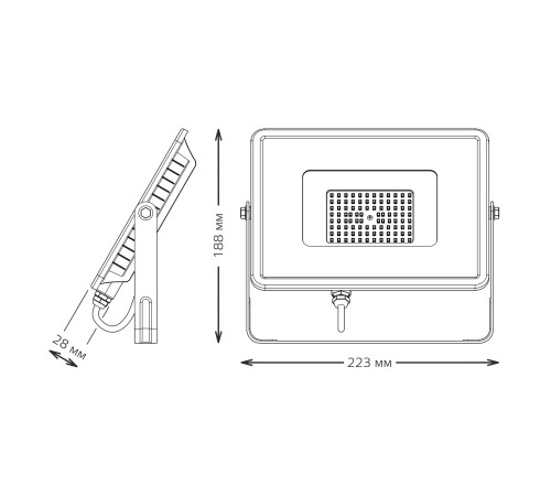 Прожектор светодиодный LED ДО 50 Вт 6000 Лм 6500К IP65 223х28х188 мм Qplus Gauss Gauss 613511350