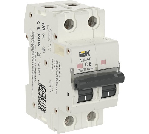 IEK AR-M06N-2-C006 ARMAT Авт. выкл. M06N 2P C 6А IEK AR-M06N-2-C006 ARMAT Авт. выкл. M06N 2P C 6А