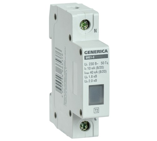Ограничитель имп. перенапр. ОПС1-C 1Р 10/40кА 230В GENERICA IEK MOP20-1-C-G