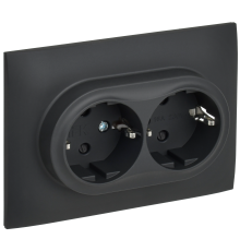 SKANDY Розетка 2-местная с заземлением с защитными шторками 16А в сборе SK-R07G графит IEK