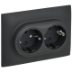 SKANDY Розетка 2-местная с заземлением с защитными шторками 16А в сборе SK-R07G графит IEK
