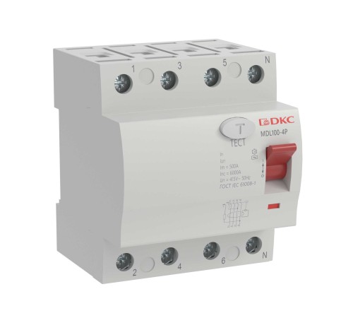 Выключатель дифференциального тока 4п 80A 100мА MDL100-4P3-80-AC АС