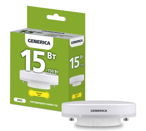 IEK LL-T80-15-230-30-GX53-G Лампа LED T80 таблетка 15Вт 230В 3000К GX53 GENERICA IEK LL-T80-15-230-30-GX53-G Лампа LED T80 таблетка 15Вт 230В 3000К GX53 GENERICA