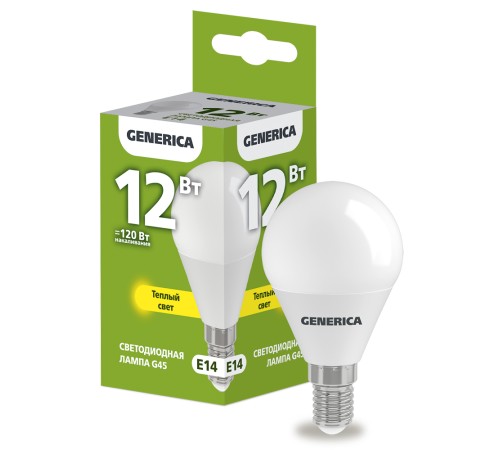 IEK LL-G45-12-230-30-E14-G Лампа LED G45 шар 12Вт 230В 3000К E14 GENERICA IEK LL-G45-12-230-30-E14-G Лампа LED G45 шар 12Вт 230В 3000К E14 GENERICA